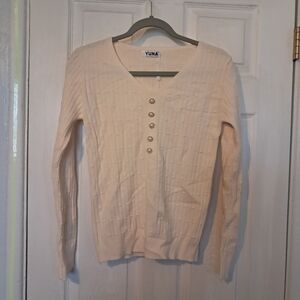 Yuna Cream Sweater with Pearl Button Detail